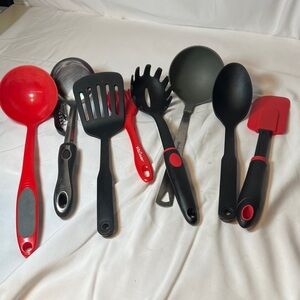 Red and Black Kitchen Utensil Set